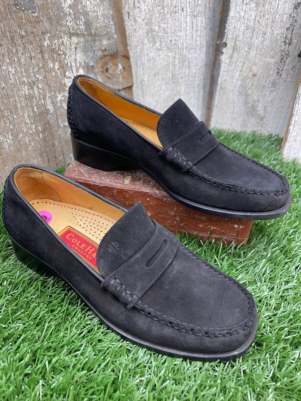 Cole Haan Black Suede Penny Loafers 6B